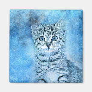 Blue Tabby Kitten   ABSTRACT   WATERVERF Magneet