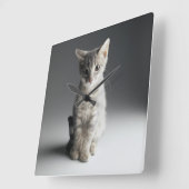 Blue Tabby Kitten Vierkante Klok (Hoek)