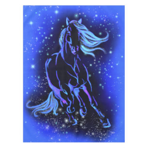 Blue Tablecloth-paard op Sterrennacht Tafelkleed