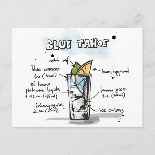 Blue Tahoe Drink Recipe Design Briefkaart (Voorkant)