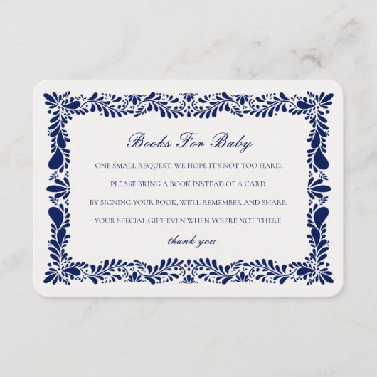 Blue Talavera Carrelage Livres Baby Invitation Ins (Devant)
