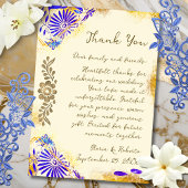 Blue Talavera Gold Baroque Wedding Bedankkaart