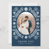 Blue Talavera Mexicain Thème Photo Carte de remerc (Devant)
