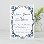 Blue Talavera Mexican Spanish Wedding Invitation Kaart (Staand voorkant)