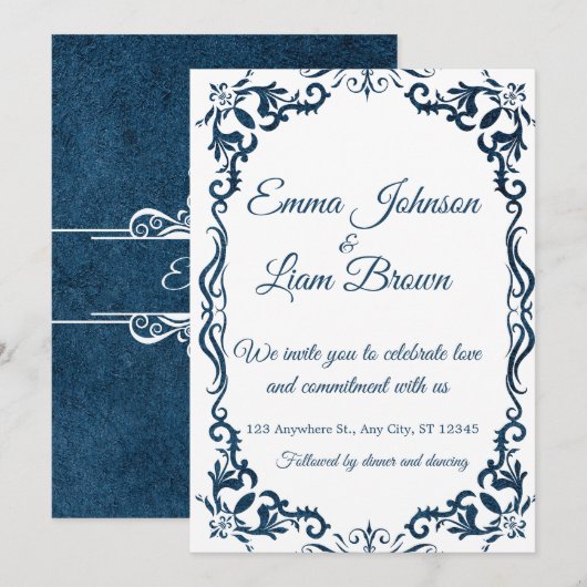 Blue Talavera Mexican Spanish Wedding Invitation Kaart (Voorkant / Achterkant)