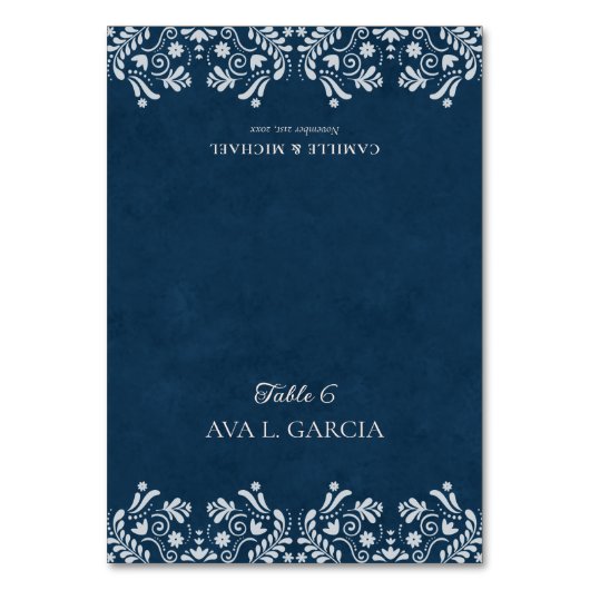 Blue Talavera Mexican Theme Wedding Place Cards Kaart (Voorkant)