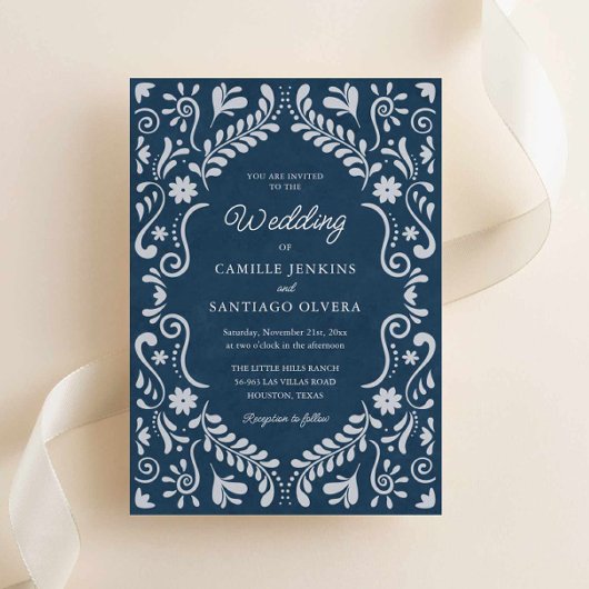 Blue Talavera Mexico Uitnodiging voor het Huwelijk