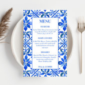 Blue Talavera Spaans tegels bruiloft menu