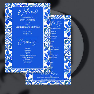 Blue Talavera Spaans tegels bruiloft programma