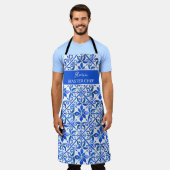 Blue Talavera Spaans tegels gepersonaliseerde gesc Schort (Gedragen)