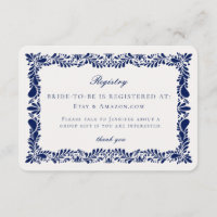 Blue Talavera Tegel Registry Kaart Invitation Inse