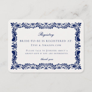 Blue Talavera Tegel Registry Kaart Invitation Inse