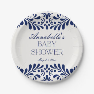 Blue Talavera Tegel Spaans Fiesta Baby shower Papieren Bordje
