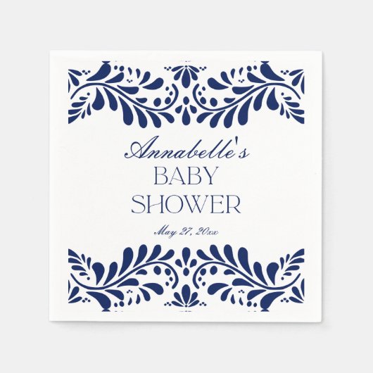 Blue Talavera Tegel Spaans Fiesta Baby shower Servet (Voorkant)