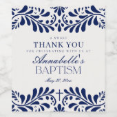 Blue Talavera Tegel Spaans Fiesta Doop Wijn Etiket (Enkel label)