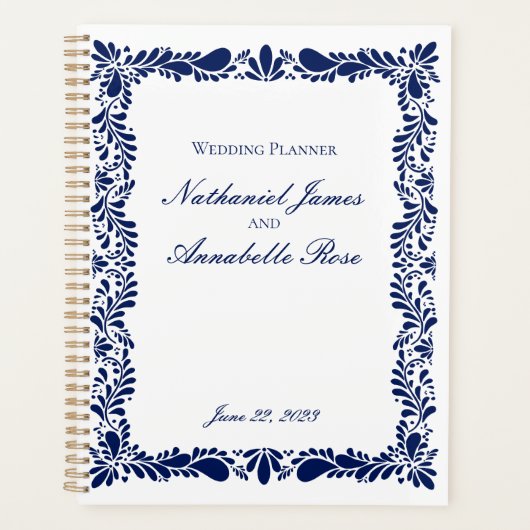 Blue Talavera Tegel Spaans Fiesta Floral Wedding Planner (Voorkant)