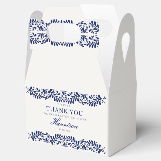 Blue Talavera Tegel Spaans Fiesta Trouwdessert Bedankdoosjes (Geopend)