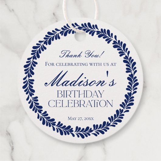 Blue Talavera Tegel Spaans Fiesta Verjaardagskring Bedankjes Labels (Achterkant)