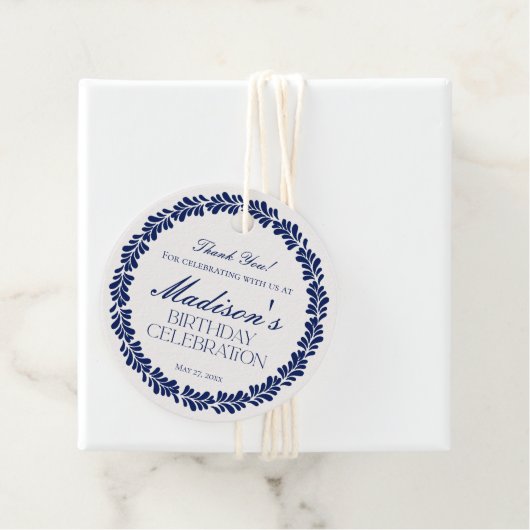 Blue Talavera Tegel Spaans Fiesta Verjaardagskring Bedankjes Labels (In situ)