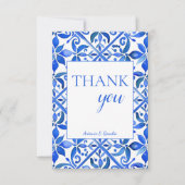 Blue Talavera tegels bruiloft Bedankkaart (Voorkant)