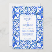 Blue Talavera tegels  bruiloft Kaart (Voorkant)