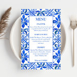 Blue Talavera Vintage espagnol carreaux menu maria<br><div class="desc">Blue Azulejo Talavera vintage espagnol mexicain carreaux élégant menu de mariage modèle,  couleurs vives audacieuses menu mariage décoration de réception de mariage personnalisée</div>