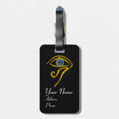 BLUE TALISMAN, GOLD HORUS EYE Black White Bagagelabel (Achterkant verticaal)