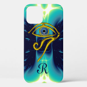 BLUE TALISMAN MONOGRAM Blauwgroen, Turquoise White iPhone 12 Hoesje