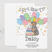 Blue Tan Aussiedoodle Anniversaire Fête Invitation (Devant / Derrière)