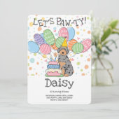 Blue Tan Aussiedoodle Anniversaire Fête Invitation (Debout devant)