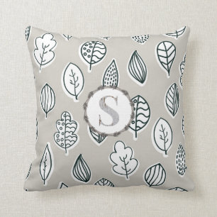 Blue Tan Farmhouse landenmonogram Kussen