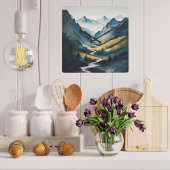 Blue Tan Mountain Scene Grote Klok