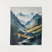 Blue Tan Mountain Scene Wandkleed (Voorkant)