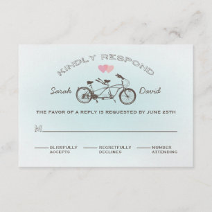 Blue Tandem Bicycle Wedding RSVP-kaart RSVP Kaartje