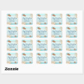 Blue tangerine bruiloft verloving gunsten vierkante sticker (Vel)