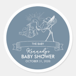 Blue Tarot Baby shower Ronde Sticker