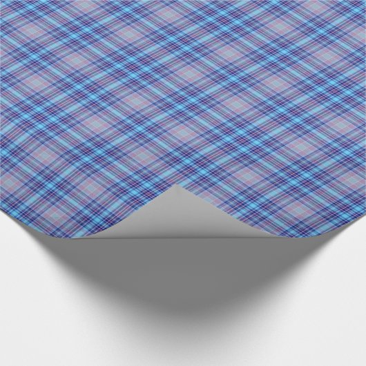 Blue Tartan Pset Gingham Pattern Cadeaupapier (Hoek)