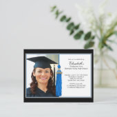 Blue Tassel Photo Graduation Party Invitation (Debout devant)