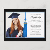 Blue Tassel Photo Gradution Party Uitnodiging Briefkaart (Voorkant)