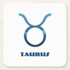 Blue Taurus Zodiac Sign On White Vierkante Kartonnen Onderzetter