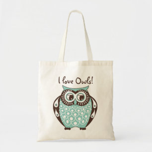 Blue Tawny Owl I Love Owls Canvas tas