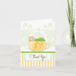 Blue Tea Cup Baby shower Bedankt Card