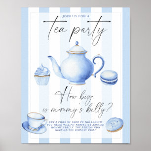 Blue Tea Party Hoe groot is het buikspel van mama Poster