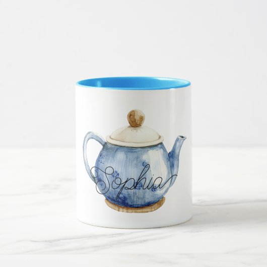 Blue Tea Pot Birthday Mok (Midden)