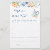 Blue Tea Pot waar waren we Vrijgezellenfeest spel (Voorkant)