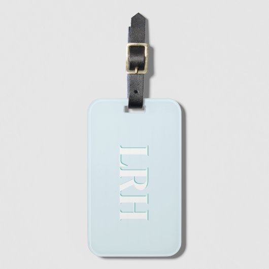 Blue Teal Double Layer Simple Initial Monogram Bagagelabel (Voorkant (verticaal))