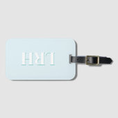 Blue Teal Double Layer Simple Initial Monogram Bagagelabel (Voorkant (horizontaal))