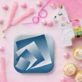 Blue Teal geometry Papieren Bordje (Feest)