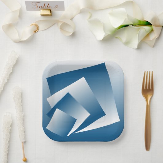 Blue Teal geometry Papieren Bordje (Huwelijk)