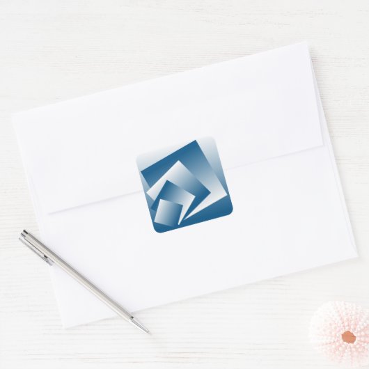 Blue Teal geometry Vierkante Sticker (Envelop)